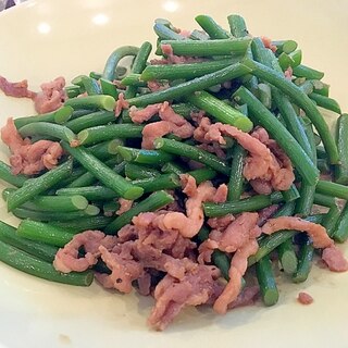 にんにくの芽と豚肉の生姜焼き